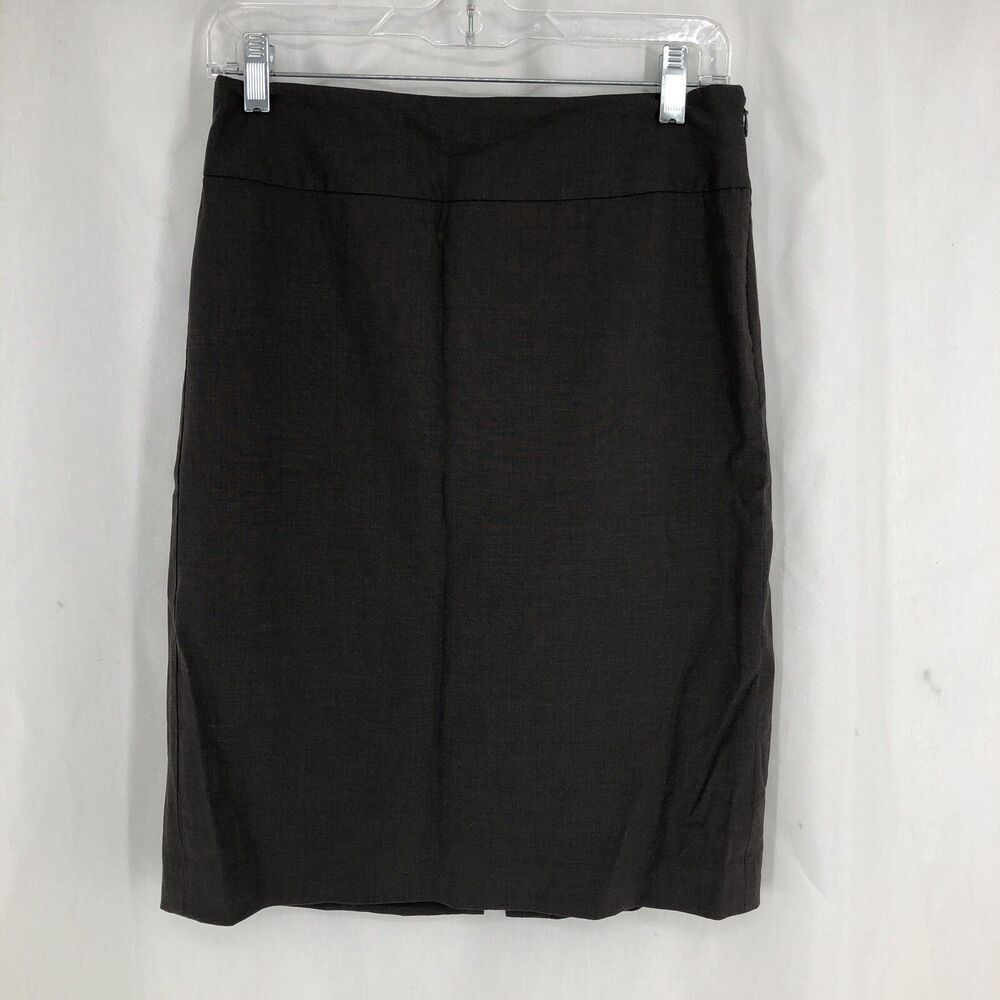 Banana Republic Stretch Brown Wool Blend Side Zip Pencil Skirt Sz 2